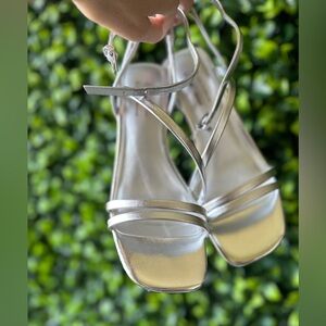Call It Spring Silver Metallic Heeled Sandal NWT